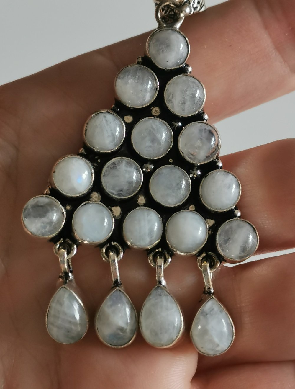 Mondstein Kettenanhänger Silberschmuck 925 gestempelt Silber