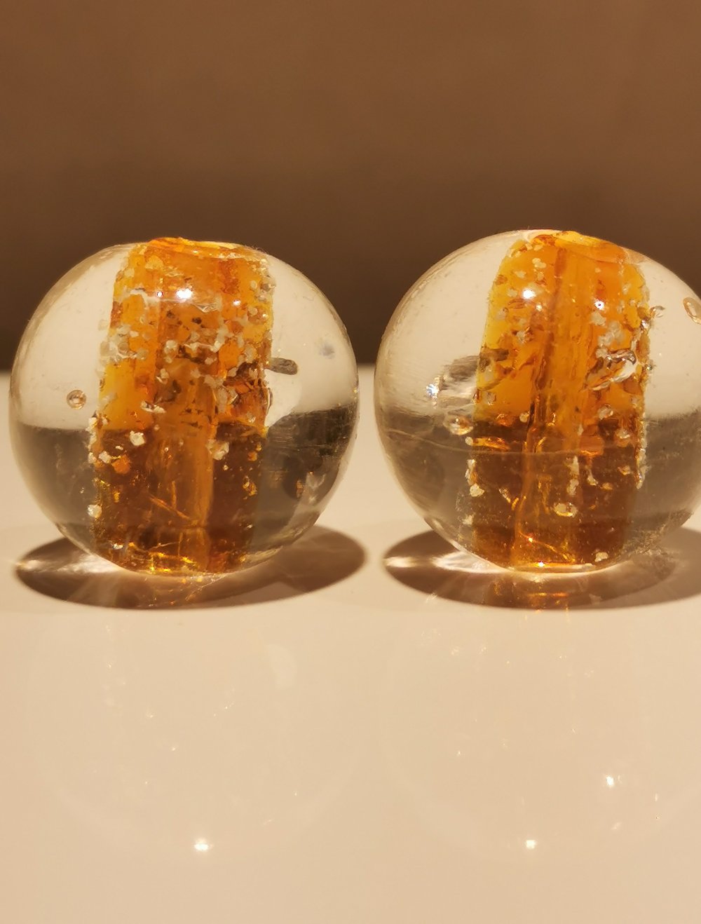 2 Nachtleuchtend Glasperlen 2cm Vollglas handgemacht