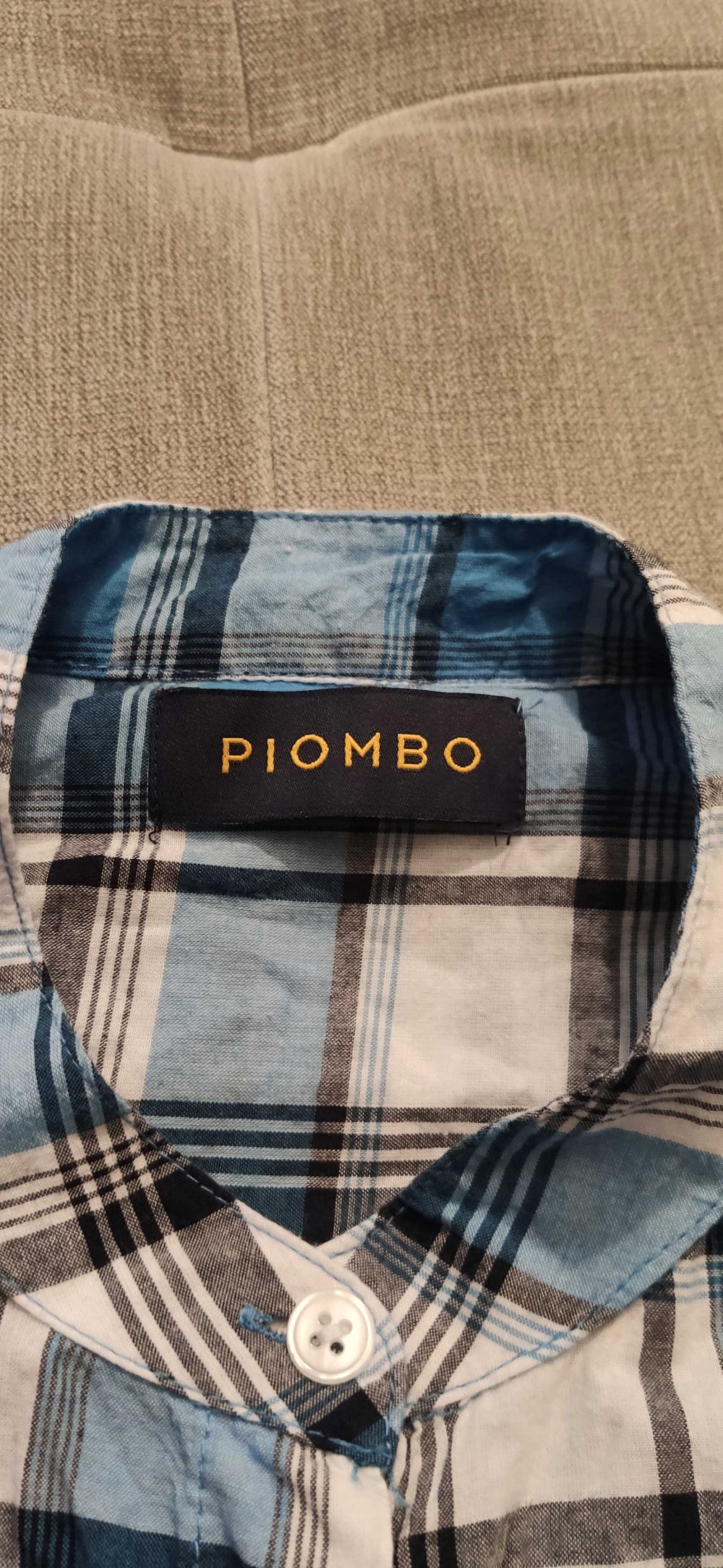 weiß-blau kariertes Damenhemd