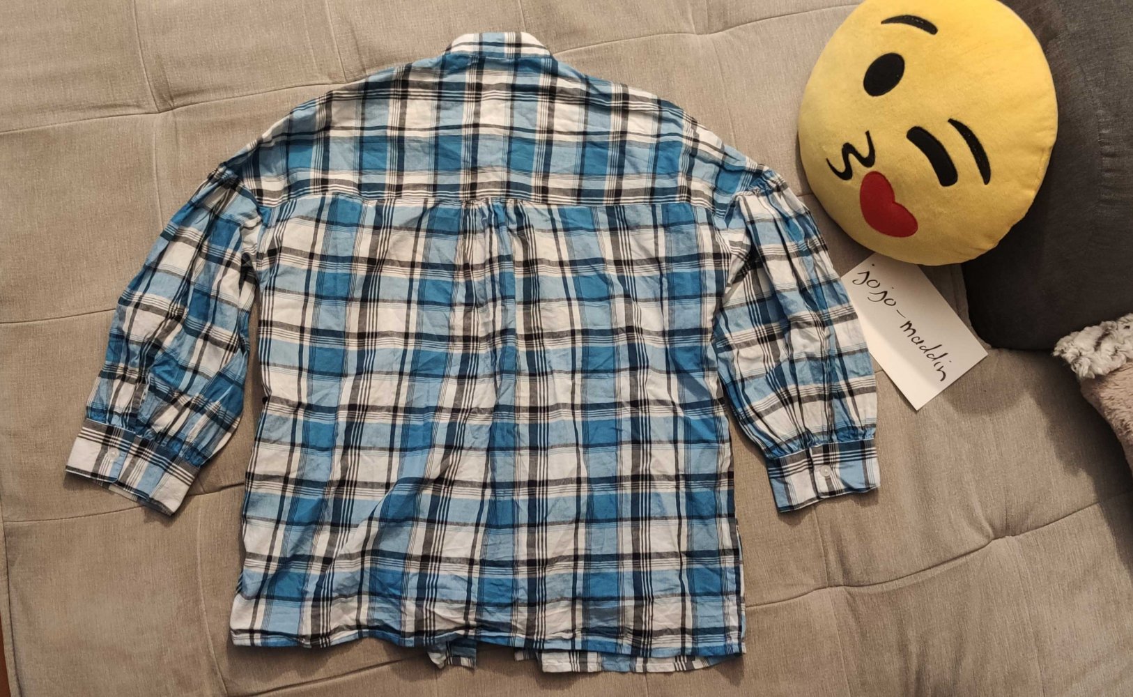 weiß-blau kariertes Damenhemd