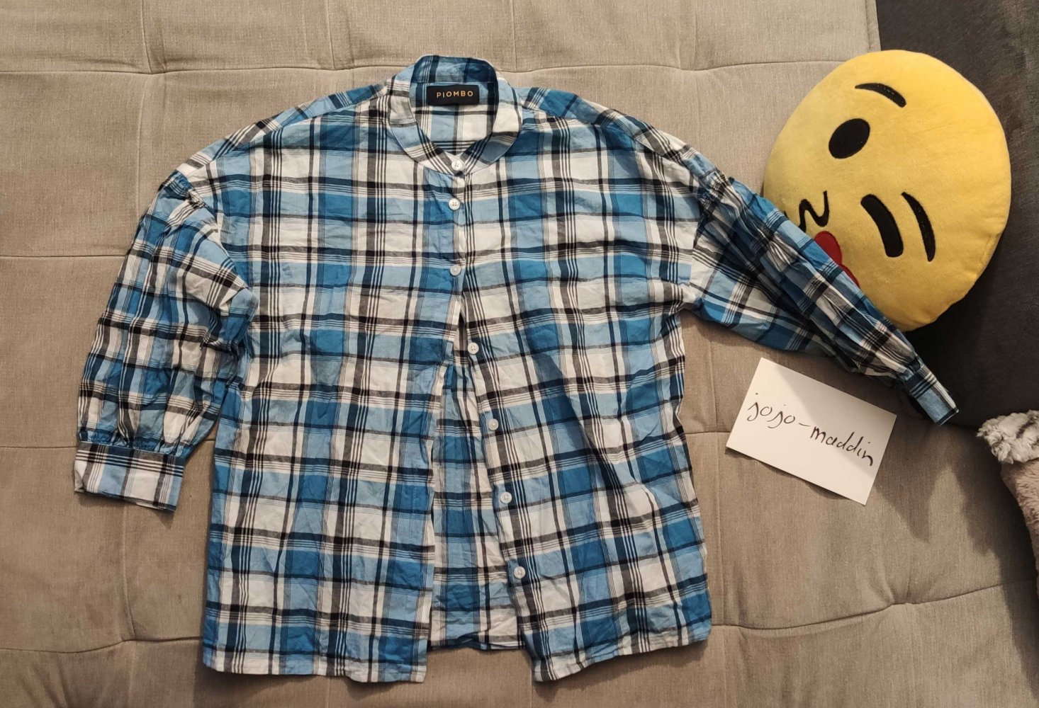 weiß-blau kariertes Damenhemd