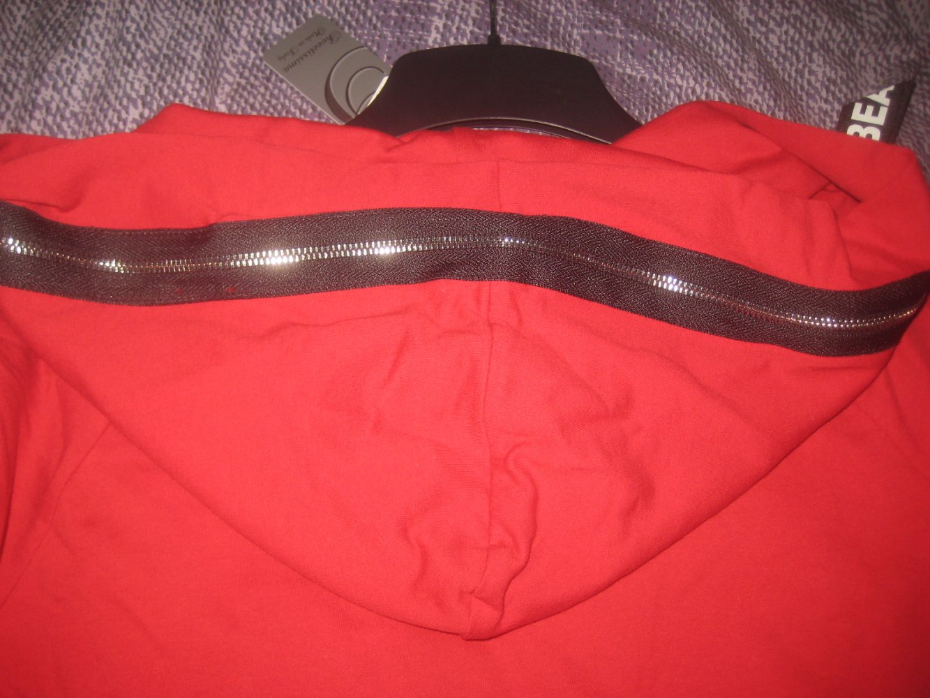 Sweetissima Rotes Kleid,Kapuze, Details, Reißverschluss, 100%Natural, Oversize