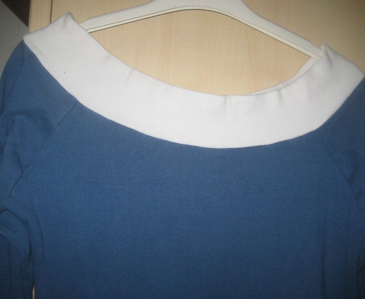 Petrol-weiße Langarm Tunika/Minikleid, Gr. M, BonPrix