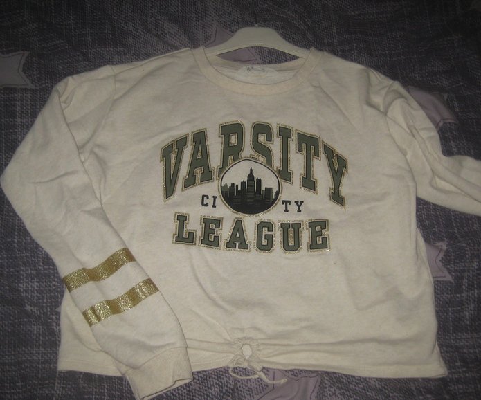 H&M beige-goldener Binde Pullover, Gr. 158/164/ S