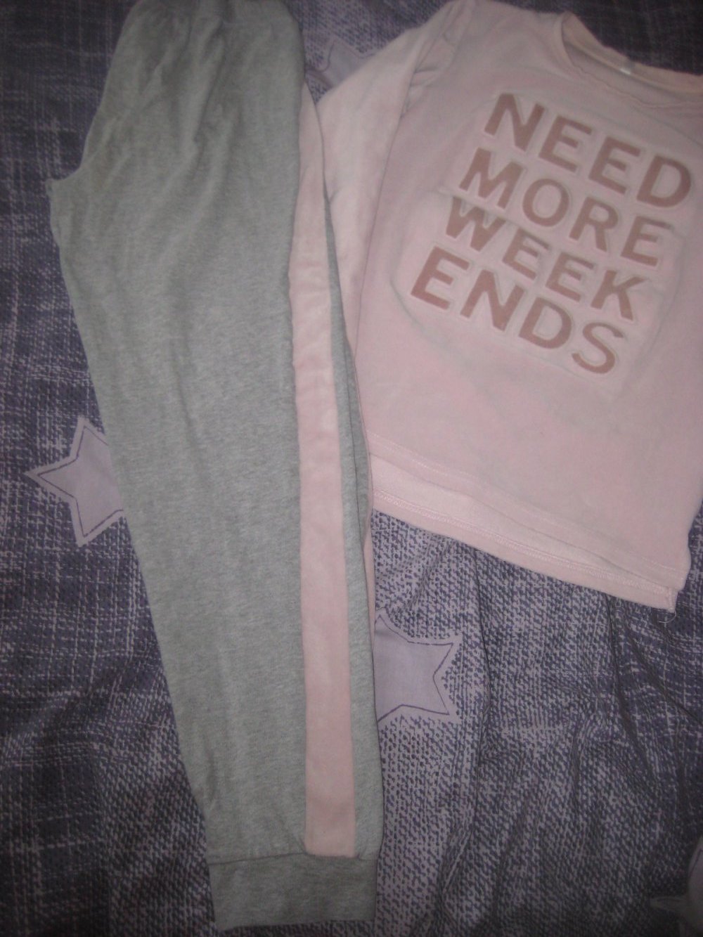 here+there Grau-Rosa kuscheliger Schlafanzug, Gr. 146/152