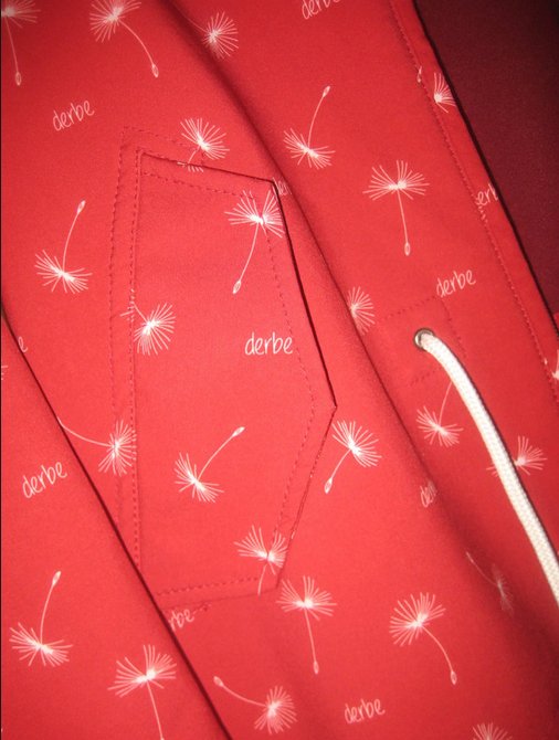 Roter derbe Herbstmantel, Regenmantel, Pusteblume-Muster,Gr. 36/38