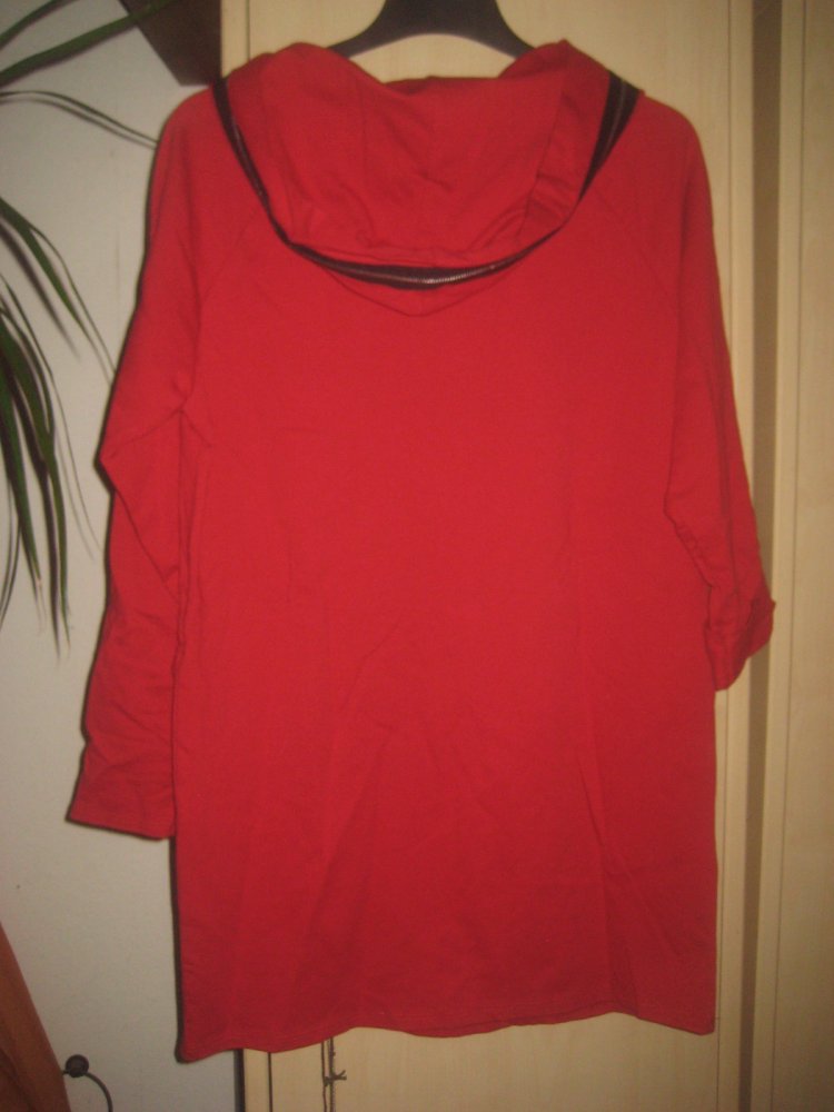 Sweetissima Rotes Kleid,Kapuze, Details, Reißverschluss, 100%Natural, Oversize