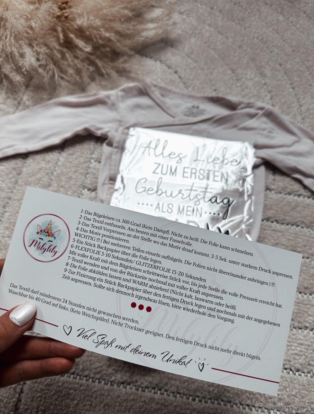 Bügelmotiv Geburtstag Papa Baby Schwarz NEU