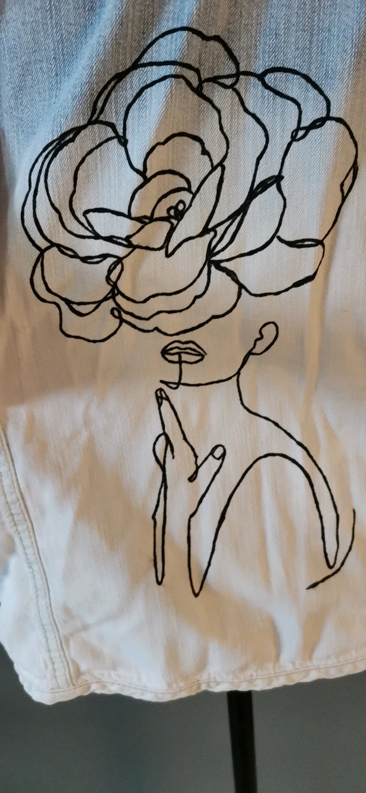 Handbemalte Jeansjacke von His lineart Frau vintage used