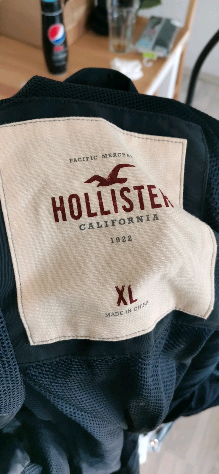 Hollister Winterjacke Übergangsjacke blau dunkelblau mit Kapuze Gr. XL