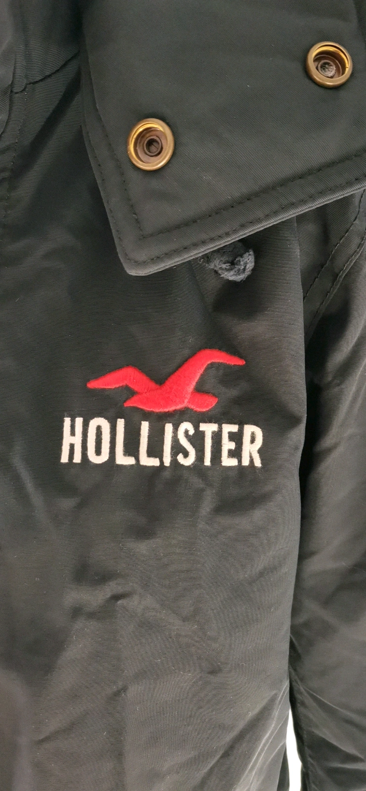 Hollister Winterjacke Übergangsjacke blau dunkelblau mit Kapuze Gr. XL