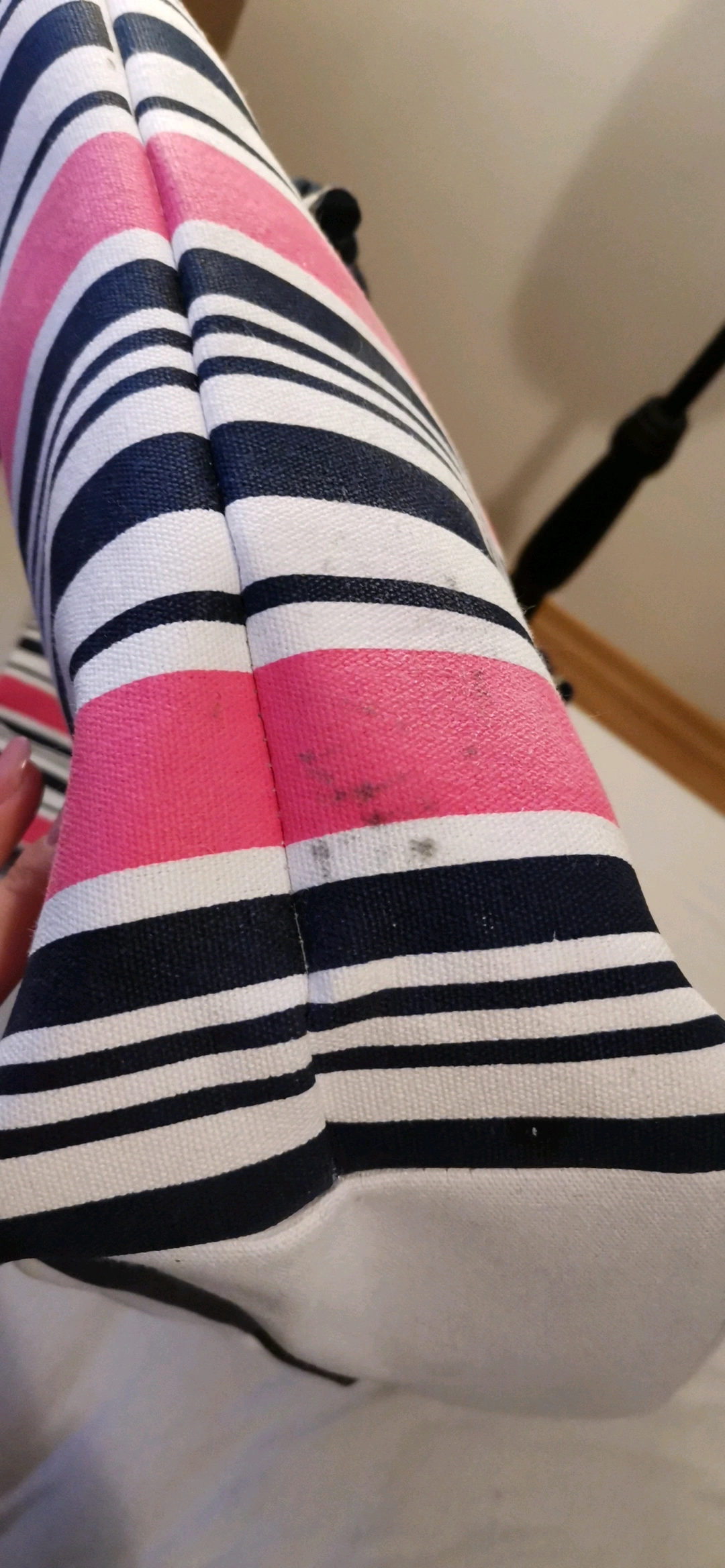 Weiß blau pink gestreifte Tasche beach bag groß viel Platz