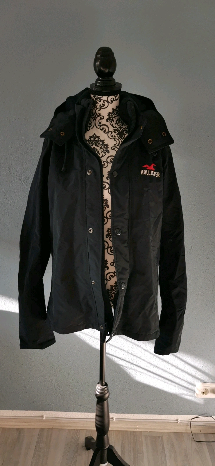 Hollister Winterjacke Übergangsjacke blau dunkelblau mit Kapuze Gr. XL