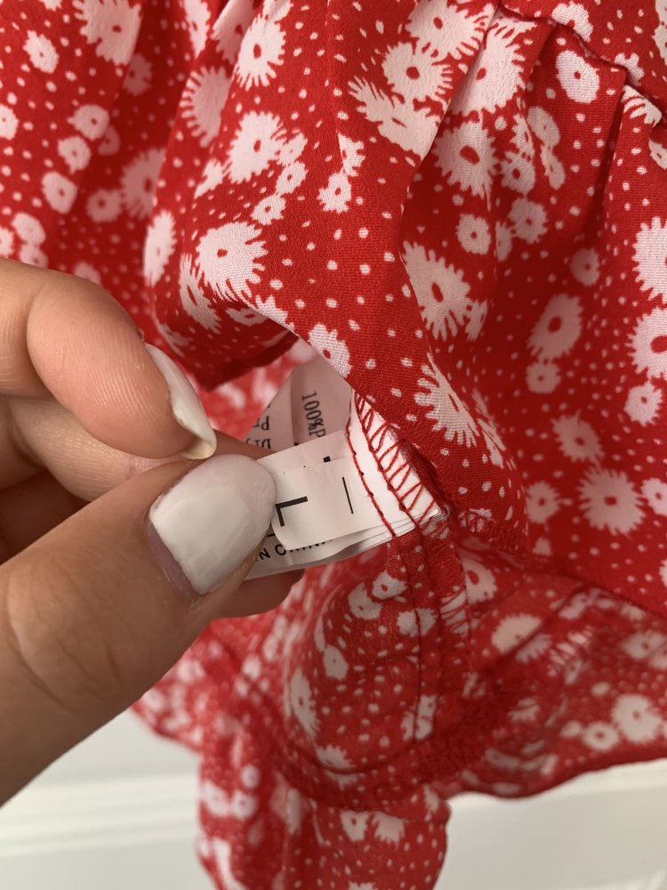 (L): Crop Top Bluse mit Blumenmuster 