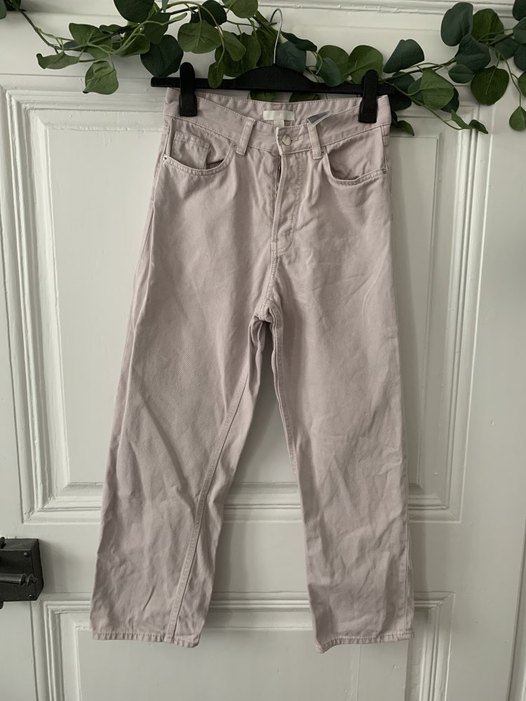H&M High Waist Mom Jeans Hose flieder rosa 