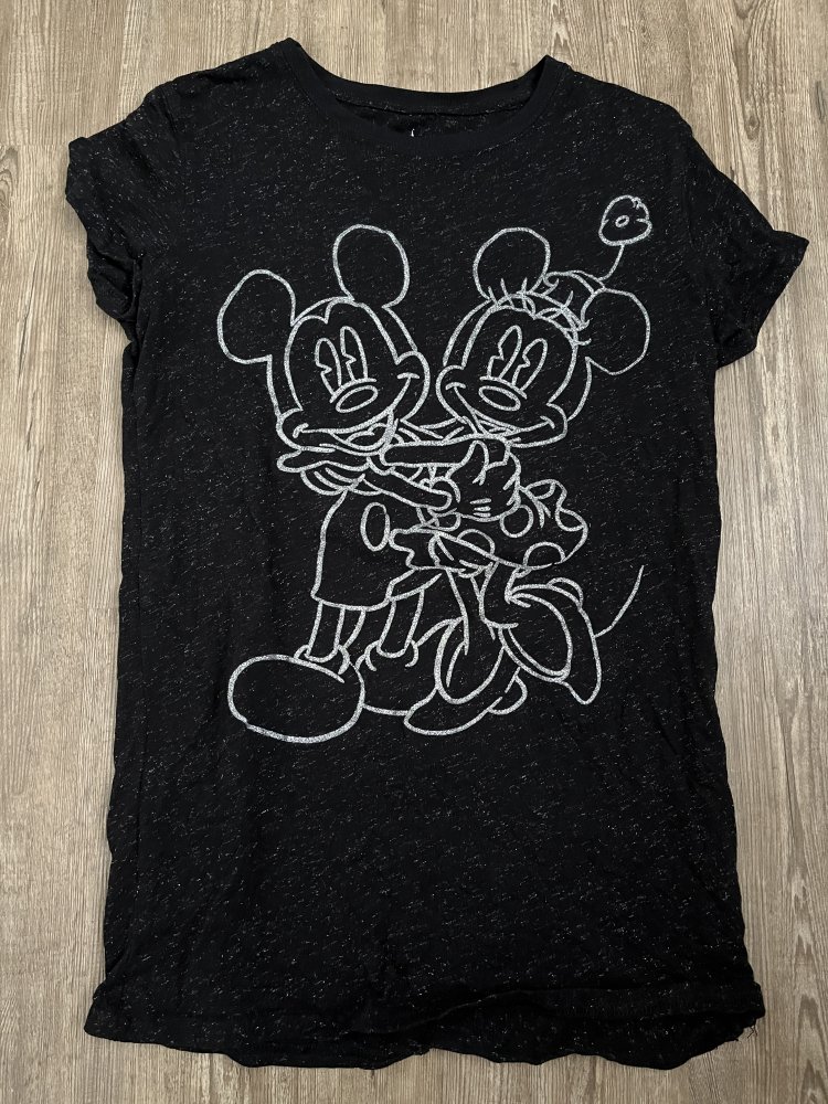 Disneyland Paris Micky Maus Minnie Maus Damen T-Shirt Größe M schwarz  silber glitzernd 