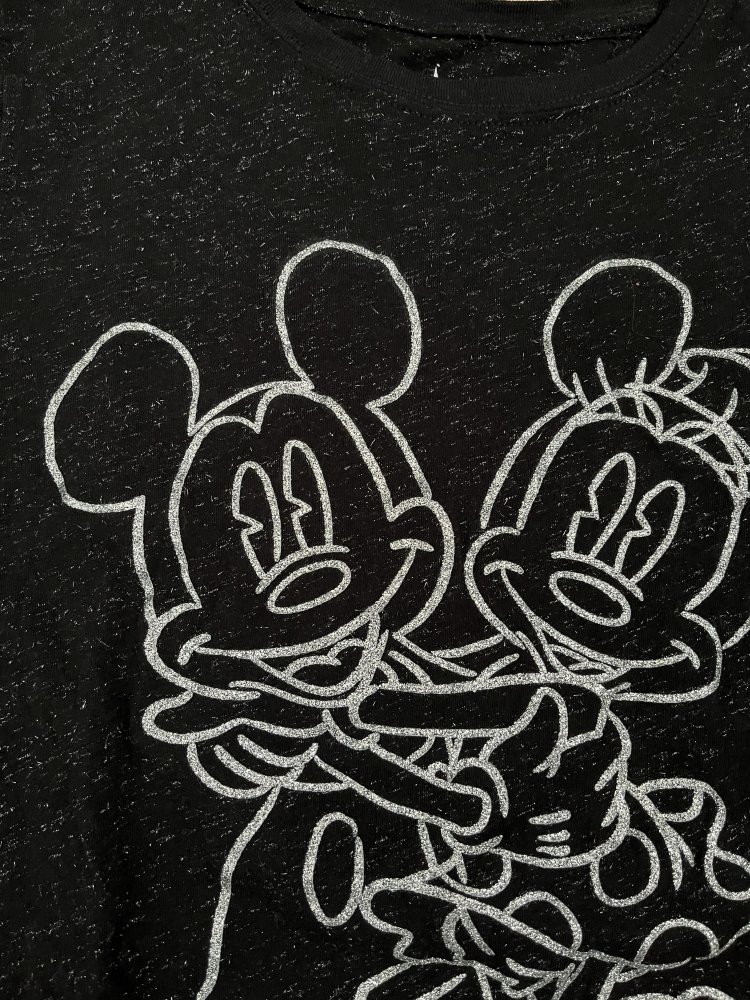 Disneyland Paris Micky Maus Minnie Maus Damen T-Shirt Größe M schwarz  silber glitzernd 