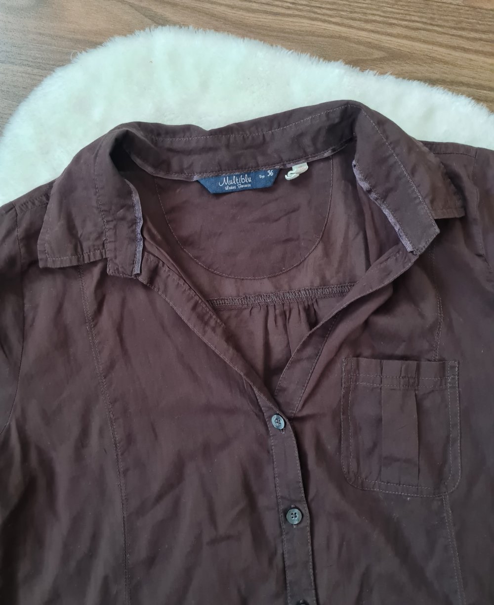 Braune Bluse Multiblu Reine Baumwolle Gr. 36