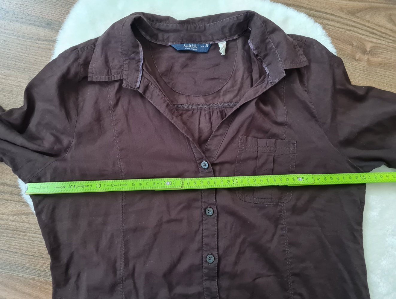 Braune Bluse Multiblu Reine Baumwolle Gr. 36