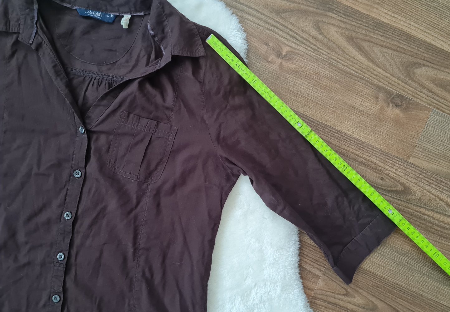 Braune Bluse Multiblu Reine Baumwolle Gr. 36