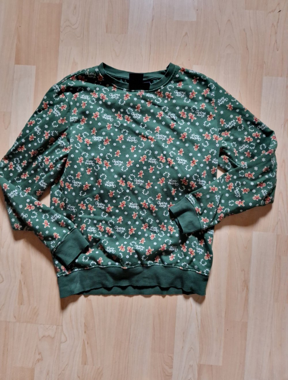 Weihnachten Pullover grün Lebkuchen M