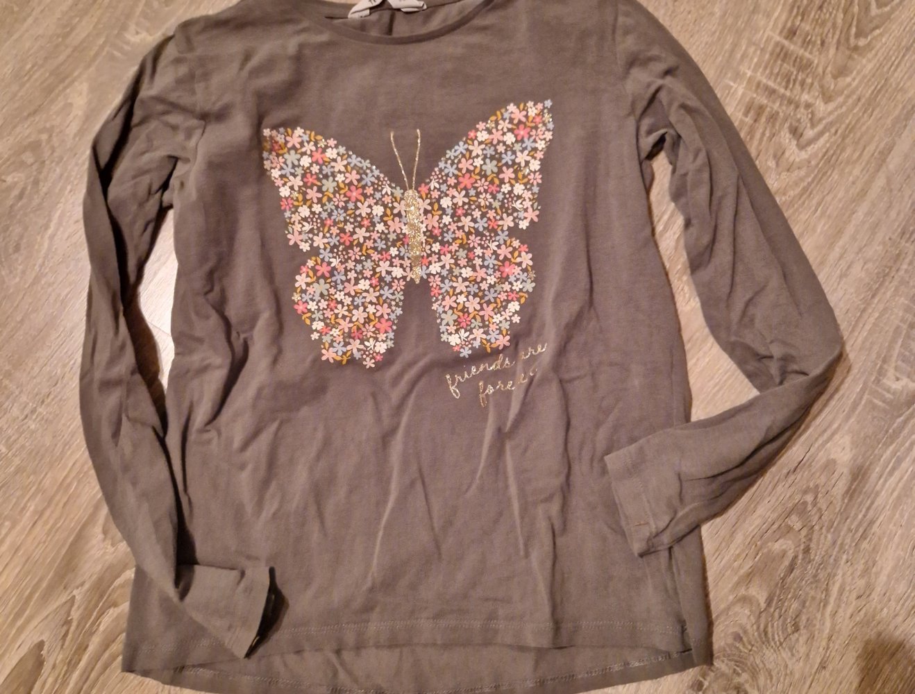 H&M LA Shirt khaki Schmetterling 134 140