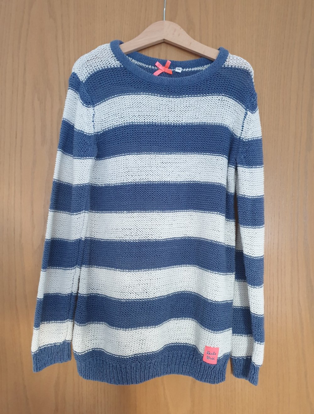 Longpullover blau weiß gestreift 140