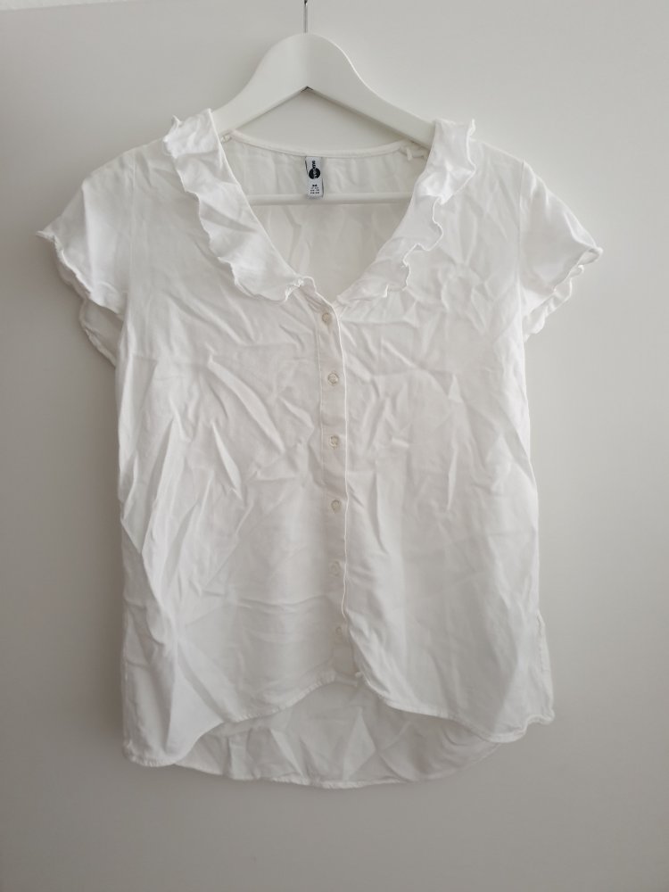 Kurzarm Bluse S 36 Creme weiß Sommer