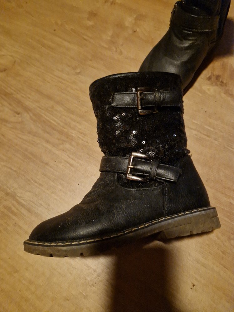 Schwarze Stiefel Herbst Winter 33 Pailetten Schnalle