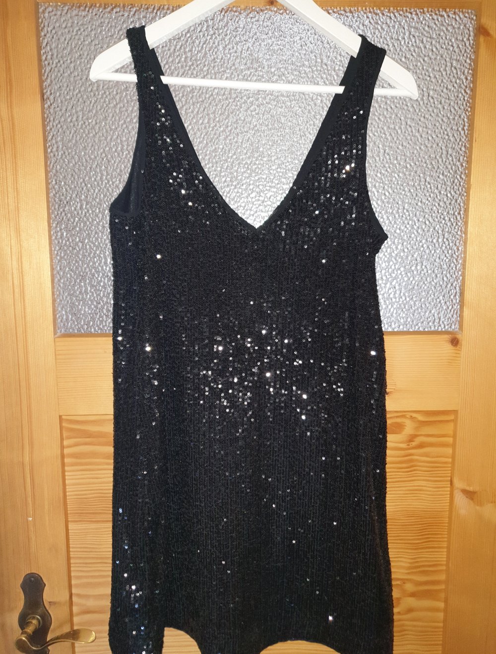 Kleid Glitzer Pailletten schwarz XS H&M Party