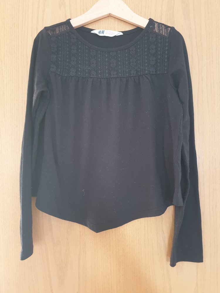LA Shirt schwarz H&M 134 140 Spitze