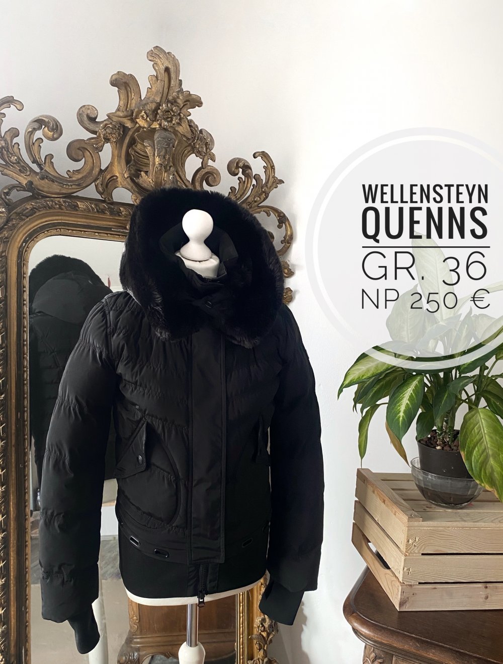 Wellensteyn Queens Winterjacke Parka Jacke schwarz Neu NP 250€ markenkleidung Damen blogger vintage Retro boho