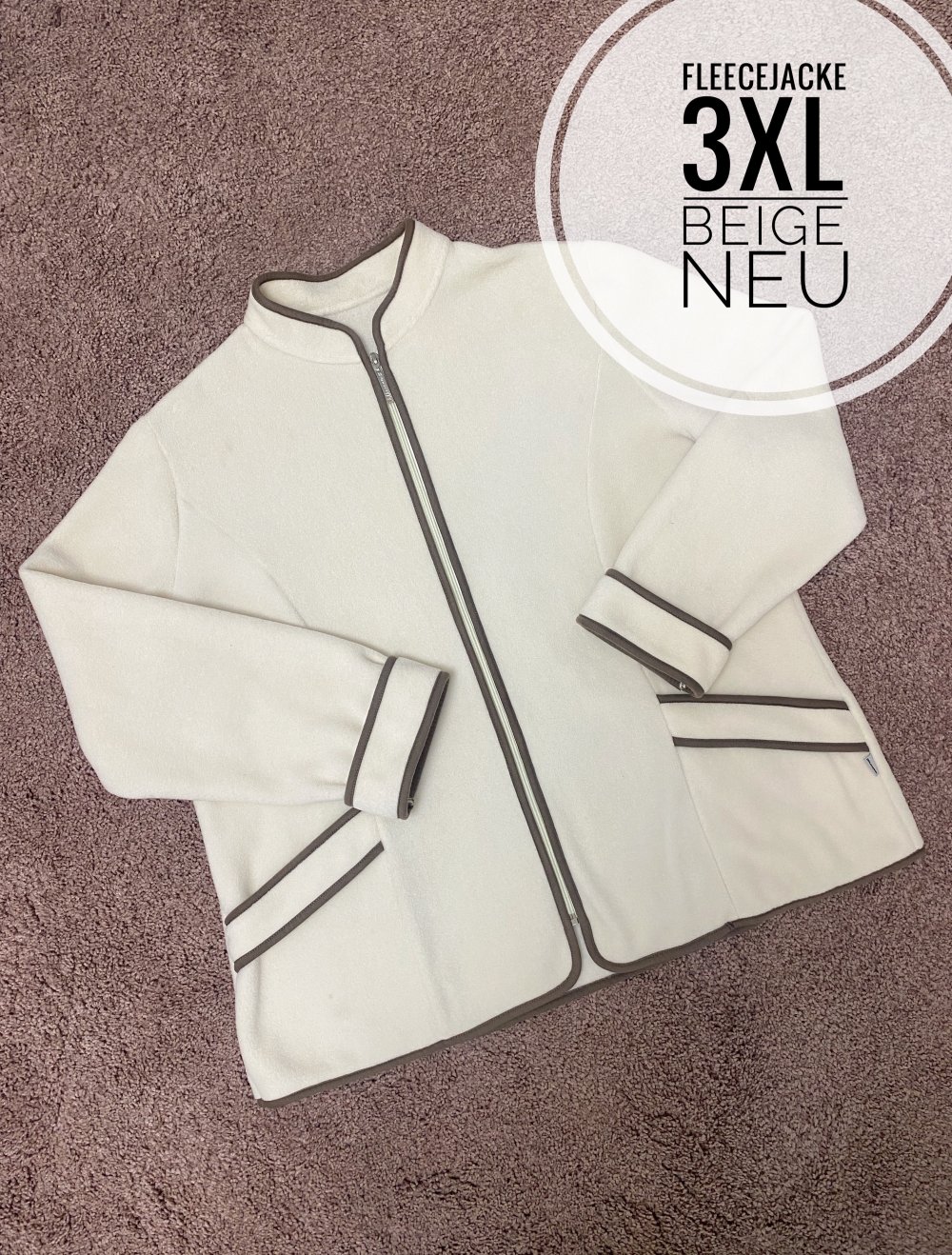 46 46 Fleecejacke Jacke fleece Winter plus size curvy Fashion xxl Mode Damen beige