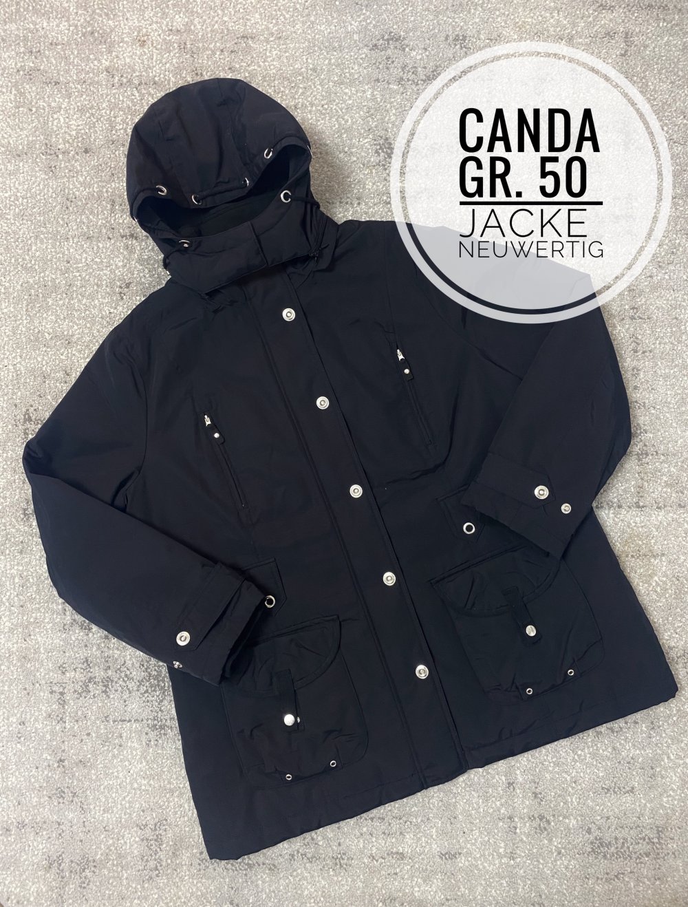 50 plus size curvy Fashion xxl Mode Damen Jacke Neu schwarz Kapuze Frühling Herbst