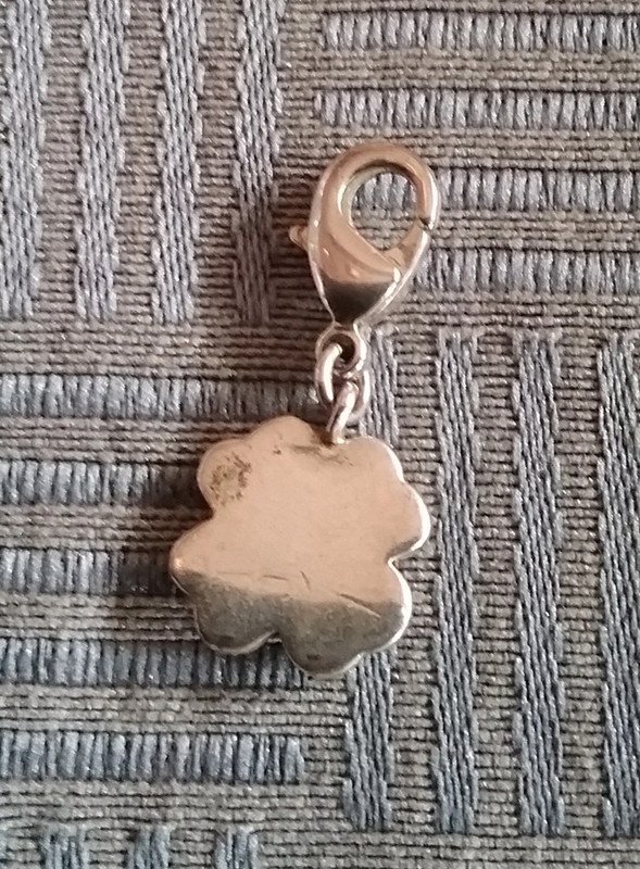 Anhänger Kleeblatt für Bettelarmbänder, silberfarben mit Strass