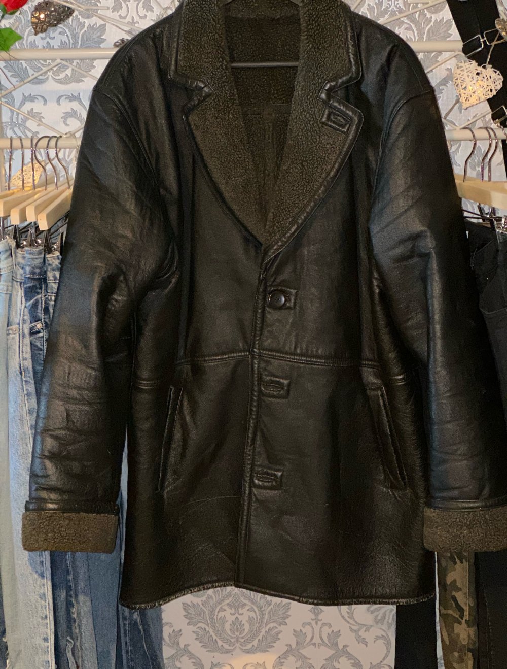 Herren Winter Ledermantel