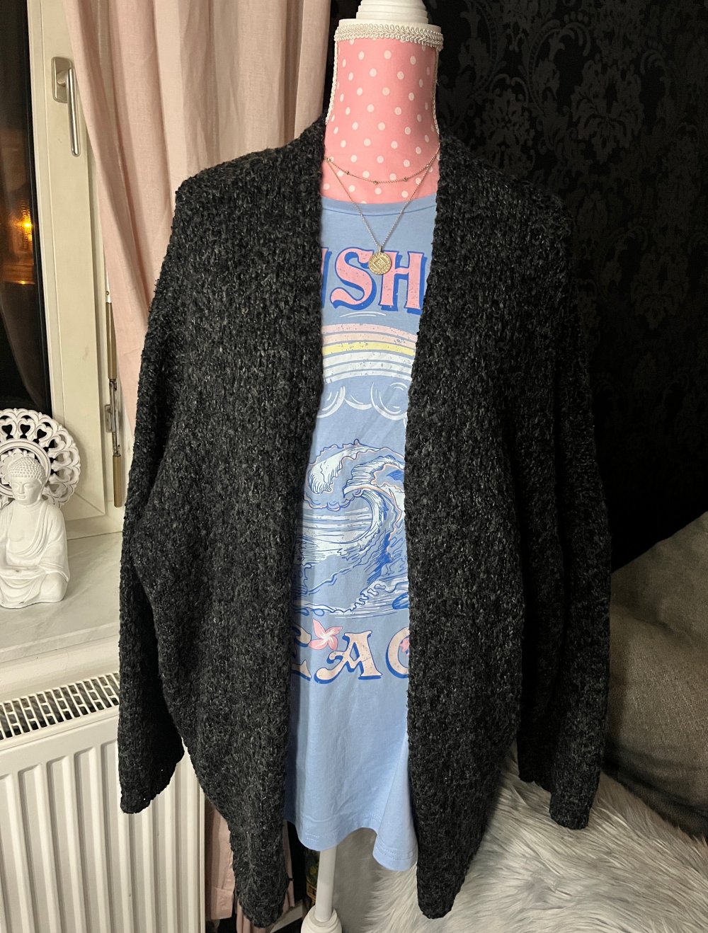 Oversize Cardigan Anthrazit Gr XL