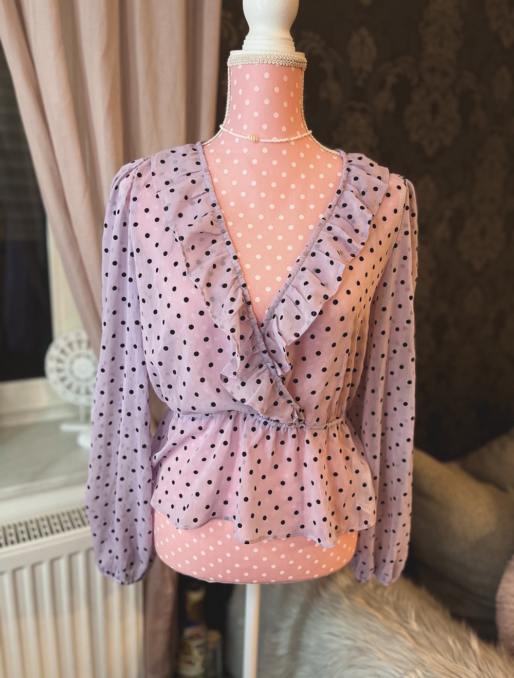 Süße Bluse in Flieder Gr L