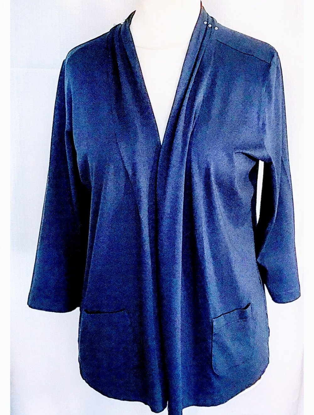 RABE Cardigan Jacket Gr..40 Marineblau Straßsteine Falten Neuwertig