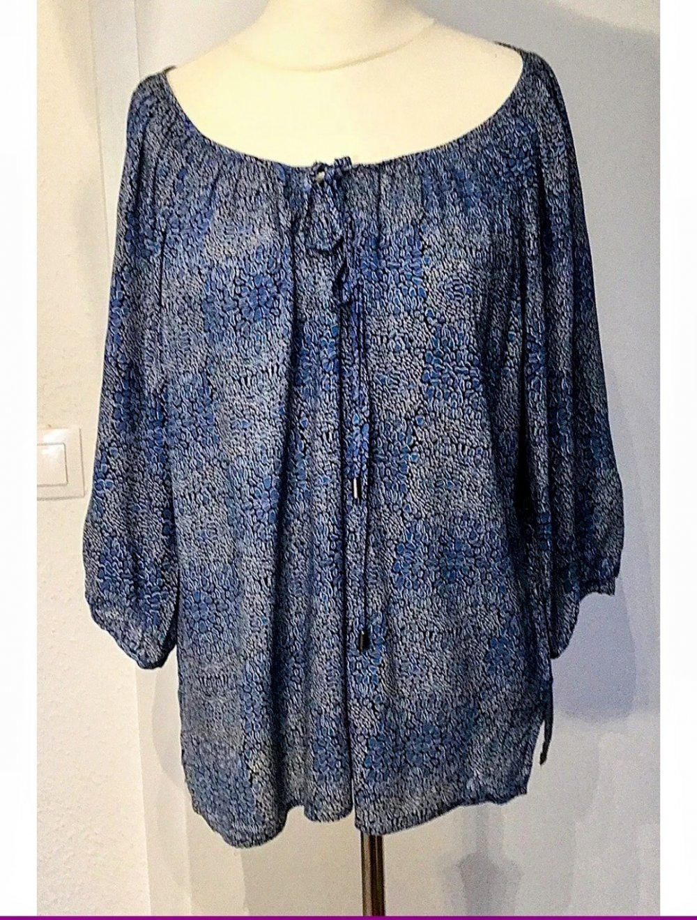 Made in Italy  3/4Arm Bluse Schlupfbluse Gr.L Schleife Perlen  Neuwertig