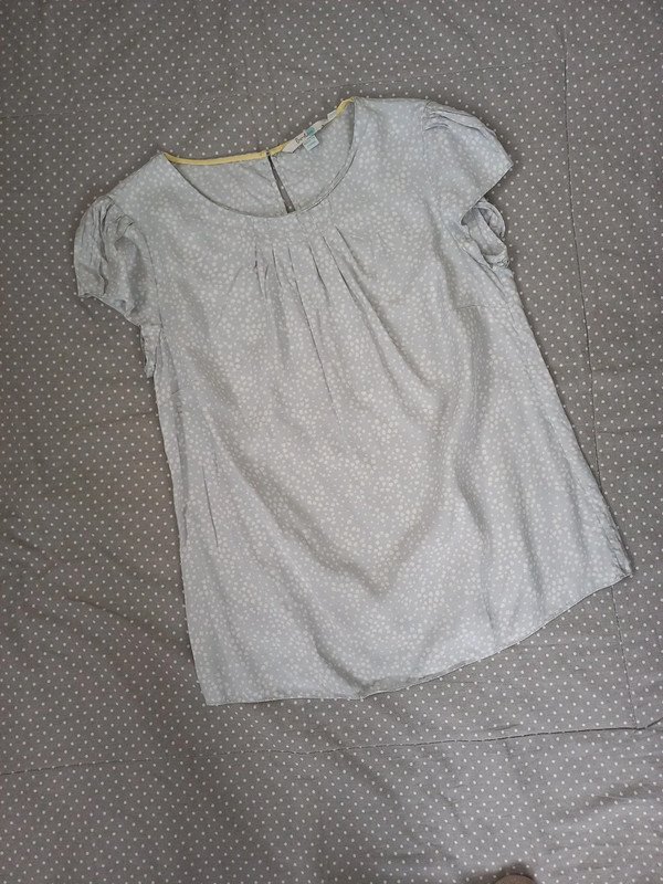 Boden Bluse Gr 36, 38, S/M, Damen, Shirt, grau, festlich, Kurzarm, Frühling