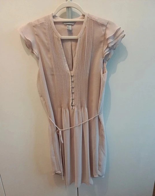 Kleid H&M Gr 36, S, Damen, Puder, creme, nude, festlich, Chiffon, Sommer