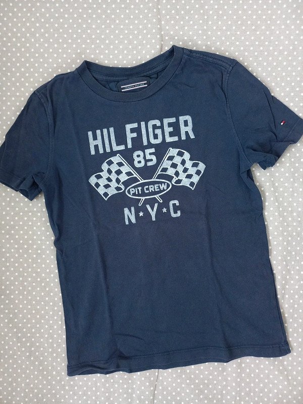 Tommy Hilfiger Shirt Gr 128, Junge, navy, Samtprint, blau, T-Shirt, Sommer
