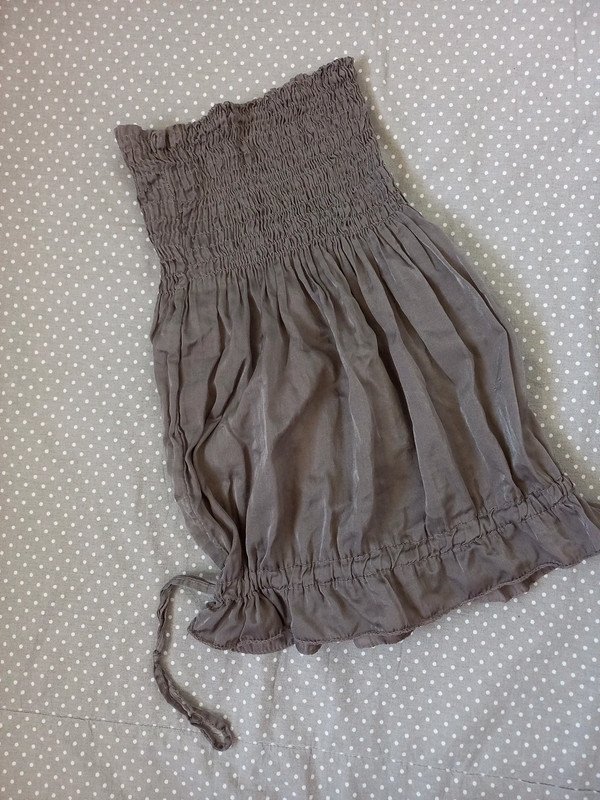 Blogger Bandeau Tube Top Gr. 34/ 36, XS/S aus Seide Italienmode, Damen, Mädchen, taupe Shirt