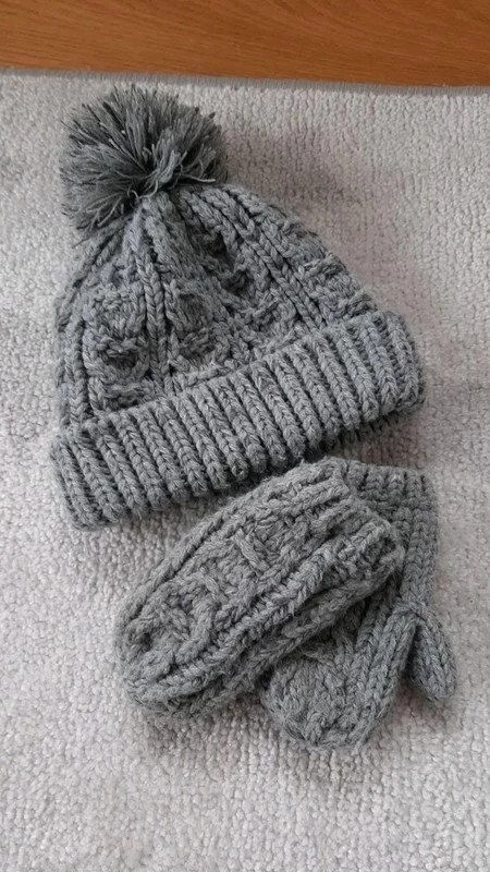 TOP! Next Mütze Handschuhe Gr. 98/104/110 Junge, Bommelmütze, Winter, grau