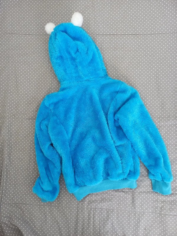 Benter Jacke Gr 128, Mädchen, Kuschel, Monster, Italienmode, blau , mit Kapuze, Fasching, Verkleiden