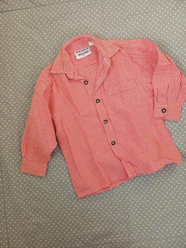 Trachtenhemd Gr 92/98, Arnold Weiss, Junge, Hemd, Oktoberfest rot weiss kariert