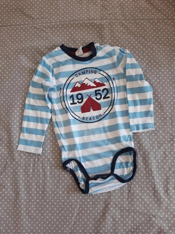 TOP! H&M Body Einteiler Gr 92, Baby, Langarm gestreift weiss hellblau, Ringel