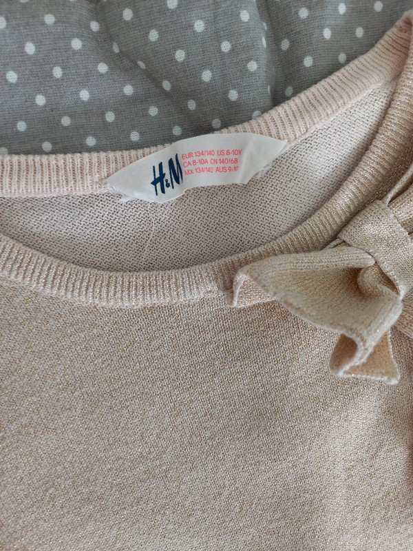 TOP! H&M Strick Kleid Gr 134/140 Gold, Kurzarm, Herbst, Weihnachten, Winter, Mädchen