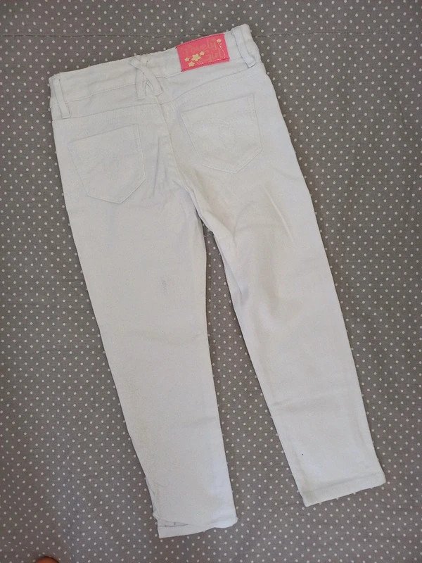 TOP! Blukids Jeans Gr. 104, Glitzer, weiß, Italienmode, Mädchen Hose, Sommer